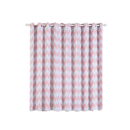 White blush chevron print thermal blackout window curtain panels.