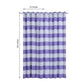 White and lavender striped thermal blackout curtains with chrome grommets.