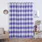 White and lavender lilac striped thermal blackout curtains with grommets.