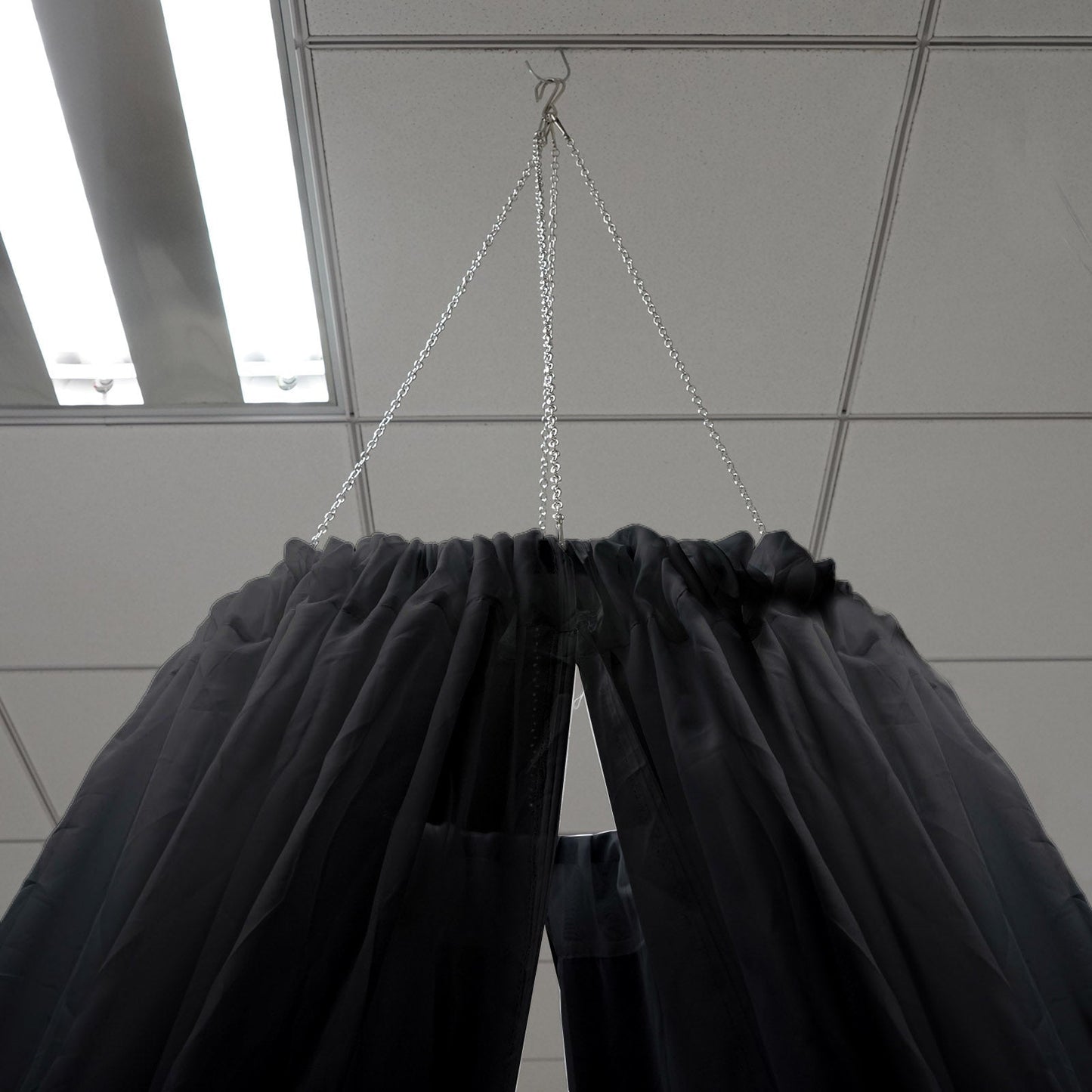 10 Feet x 30 Feet Black Organza Sheer Durable Flame Resistant Ceiling Drape Panel
