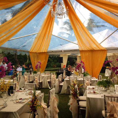 Elevate Your Event with Gold Sheer Drapes