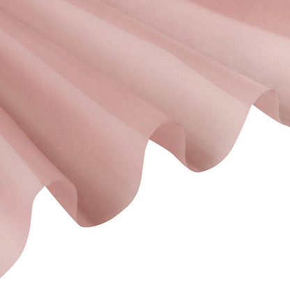 Dusty rose chiffon curtain panel, durable flame resistant backdrop drapery.