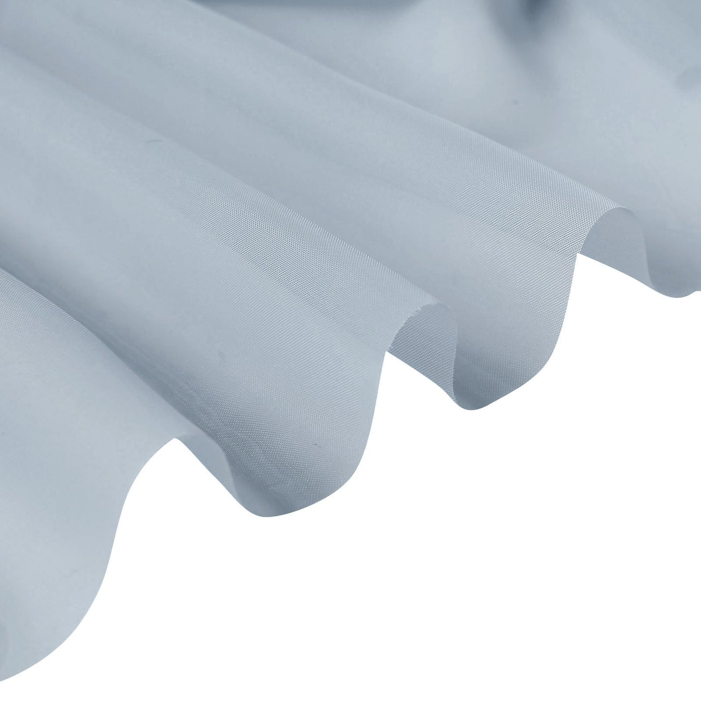 Dusty blue chiffon curtain panel, durable and flame resistant.