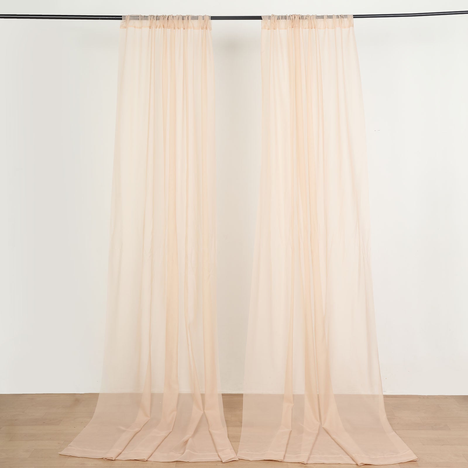 2 Pack Premium Nude Sheer Organza Curtain Panels 10 Feet x 10 Feet Fire Retardant