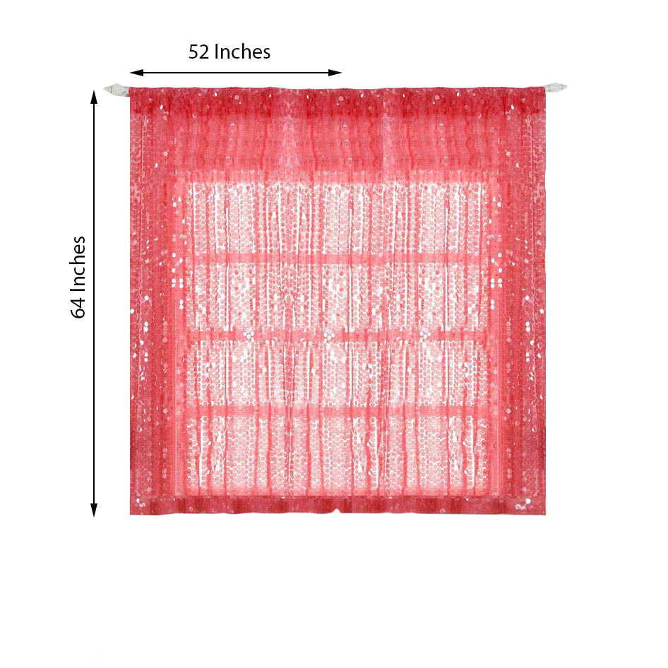 Coral sequin curtains with rod pocket, 52"x64" window treatment panels.