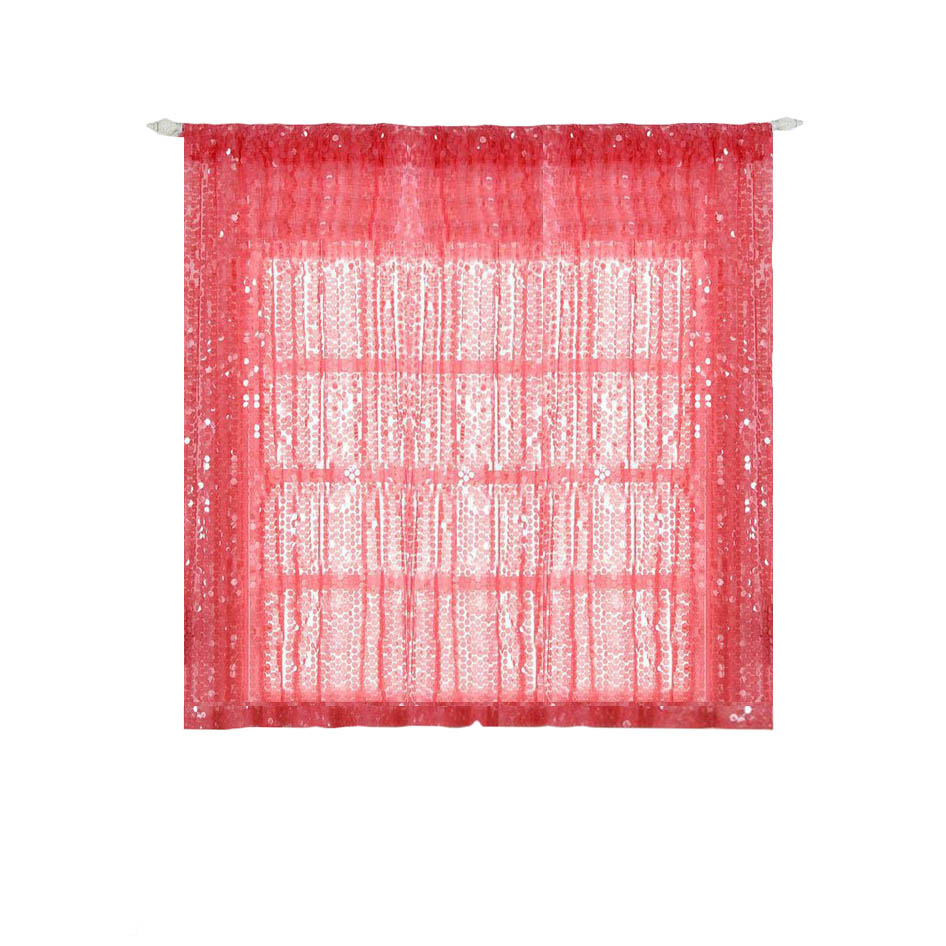 Coral big payette sequin curtains with rod pocket, 52"x64" panels.
