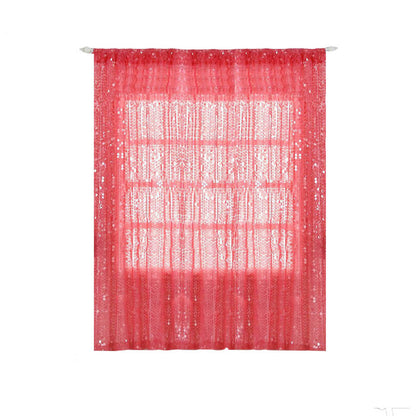 Coral sequin curtain panels with rod pocket, 52"x84" size.