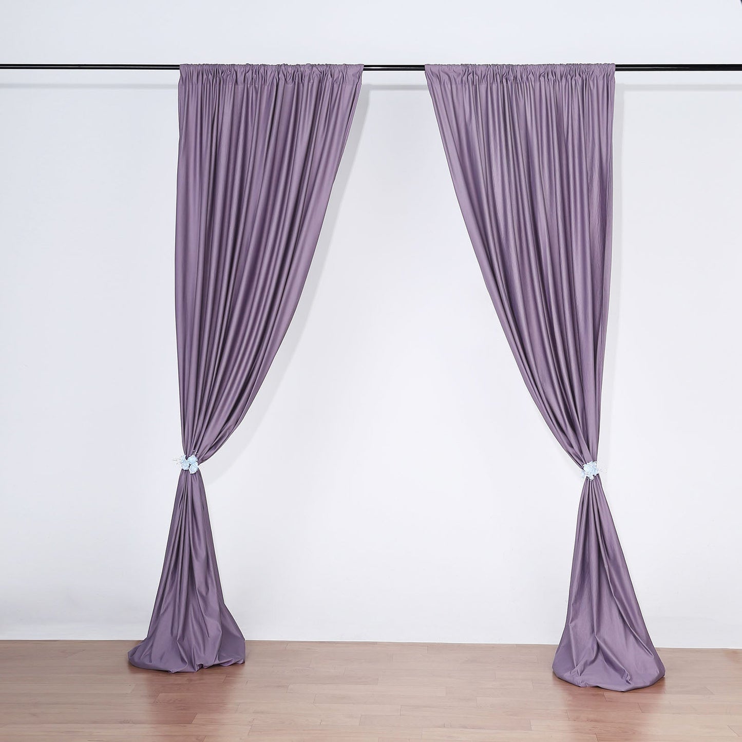 10 Feet x 10 Feet Fire Retardant Polyester Curtain with Violet Amethyst and Rod Pockets 2 Pack