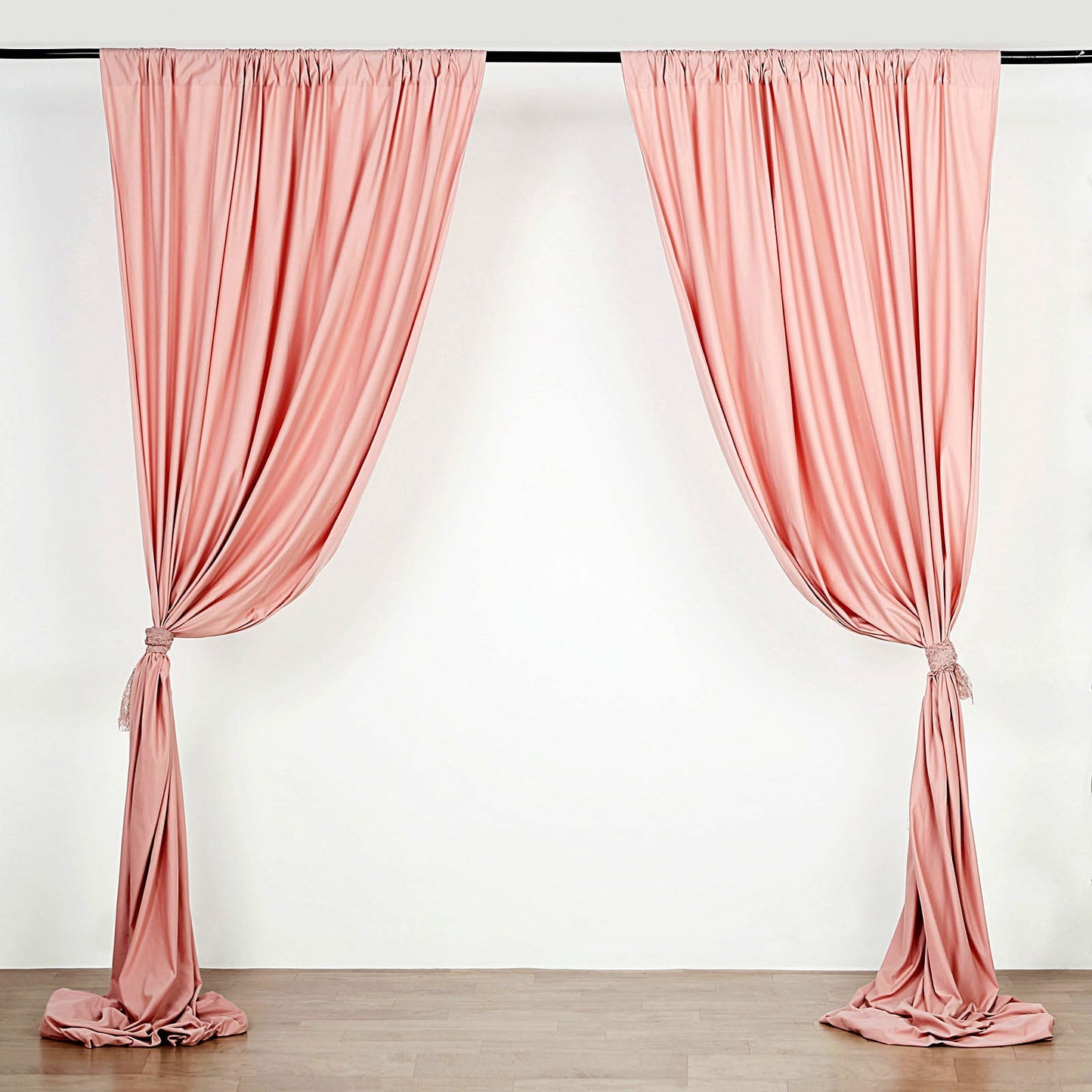 10 Feet x 10 Feet Dusty Rose Fire Retardant Polyester Fabric Curtain Panel Backdrop with Rod Pockets 2 Pack 