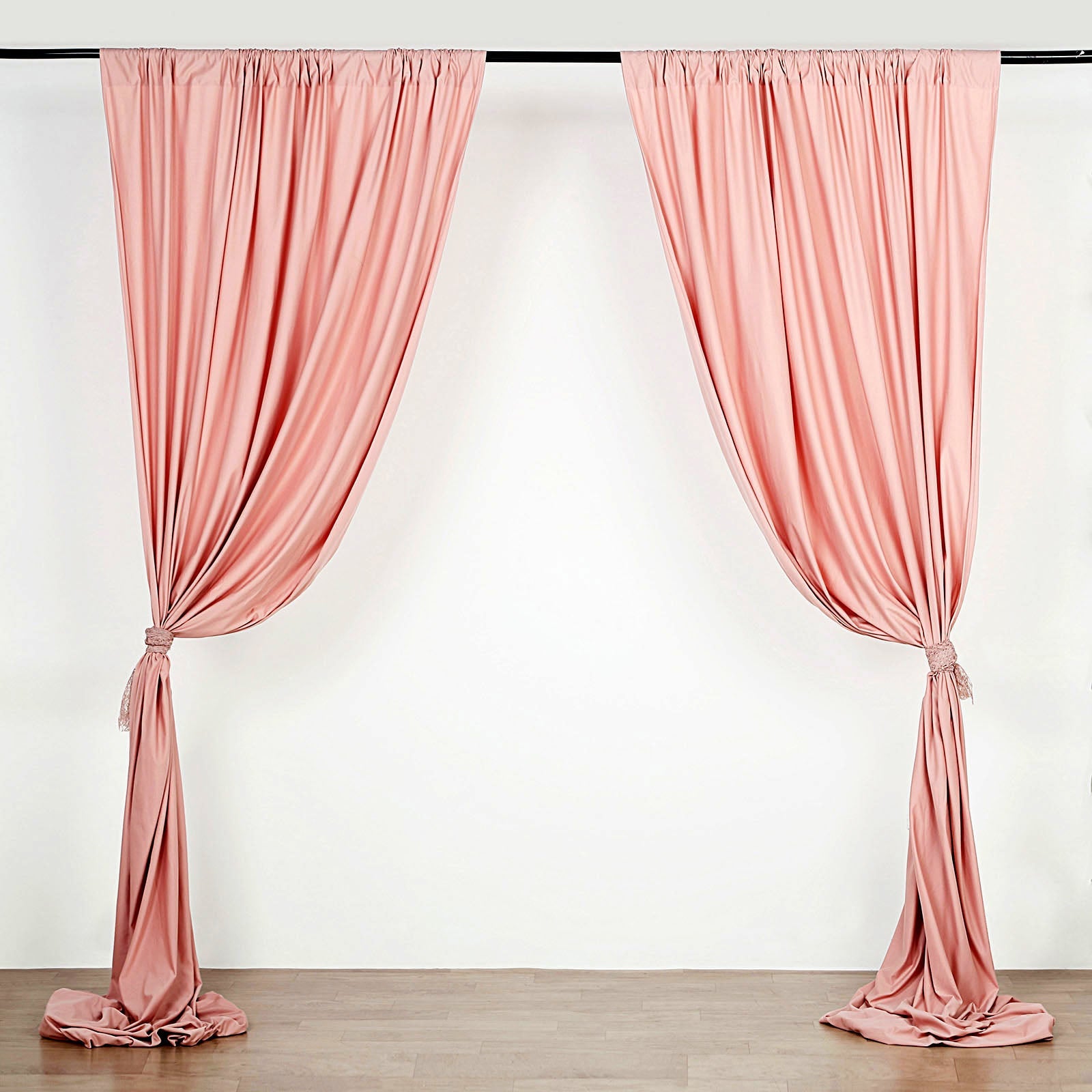 10 Feet x 10 Feet Dusty Rose Fire Retardant Polyester Fabric Curtain Panel Backdrop with Rod Pockets 2 Pack 