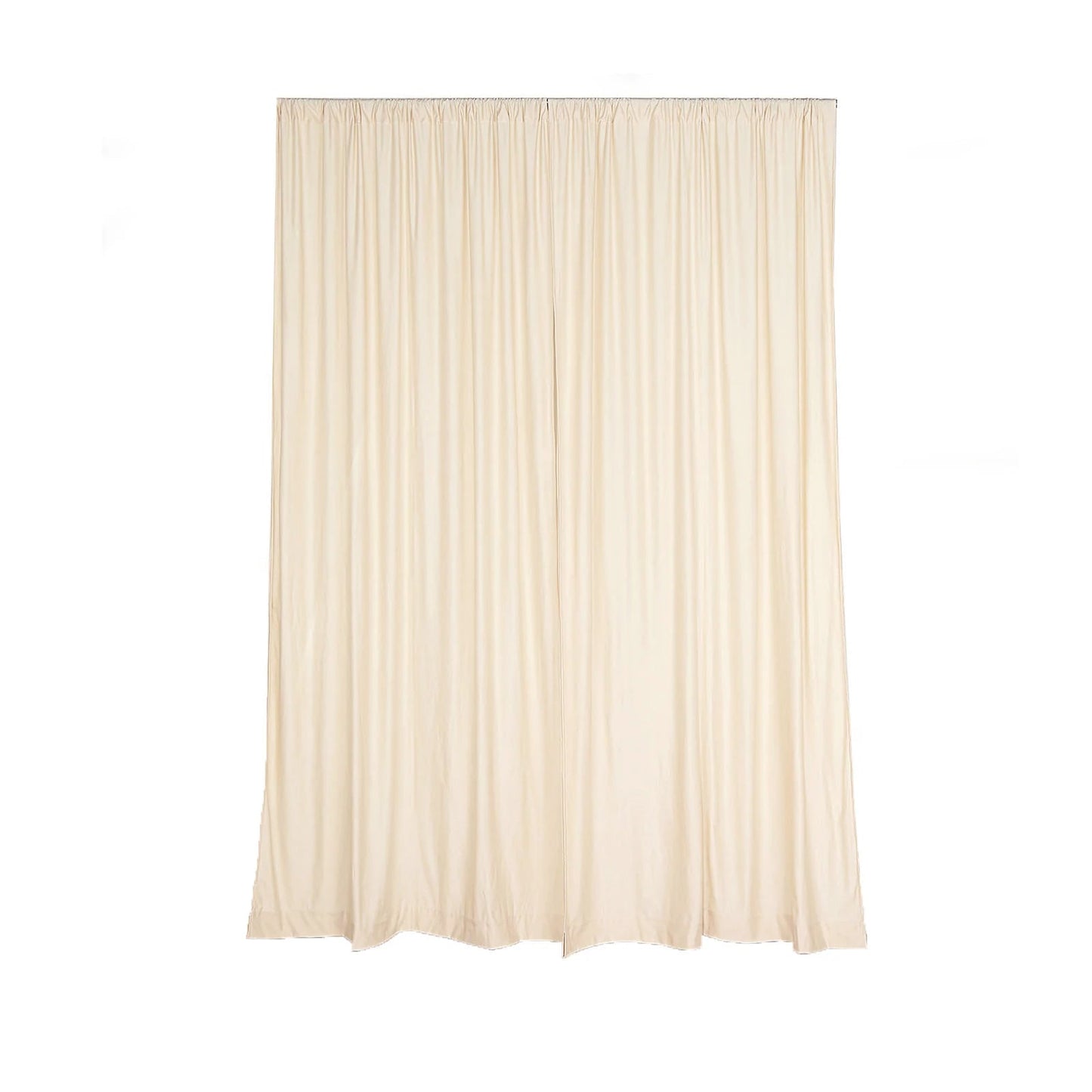 2 Pack Beige Fire Retardant Polyester Curtain Panel Backdrops With Rod Pockets 10 Feet x 10 Feet  