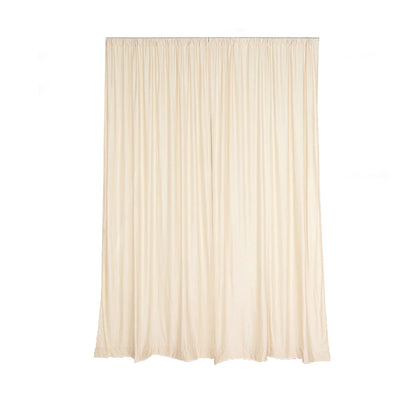 2 Pack Beige Fire Retardant Polyester Curtain Panel Backdrops With Rod Pockets 10 Feet x 10 Feet  