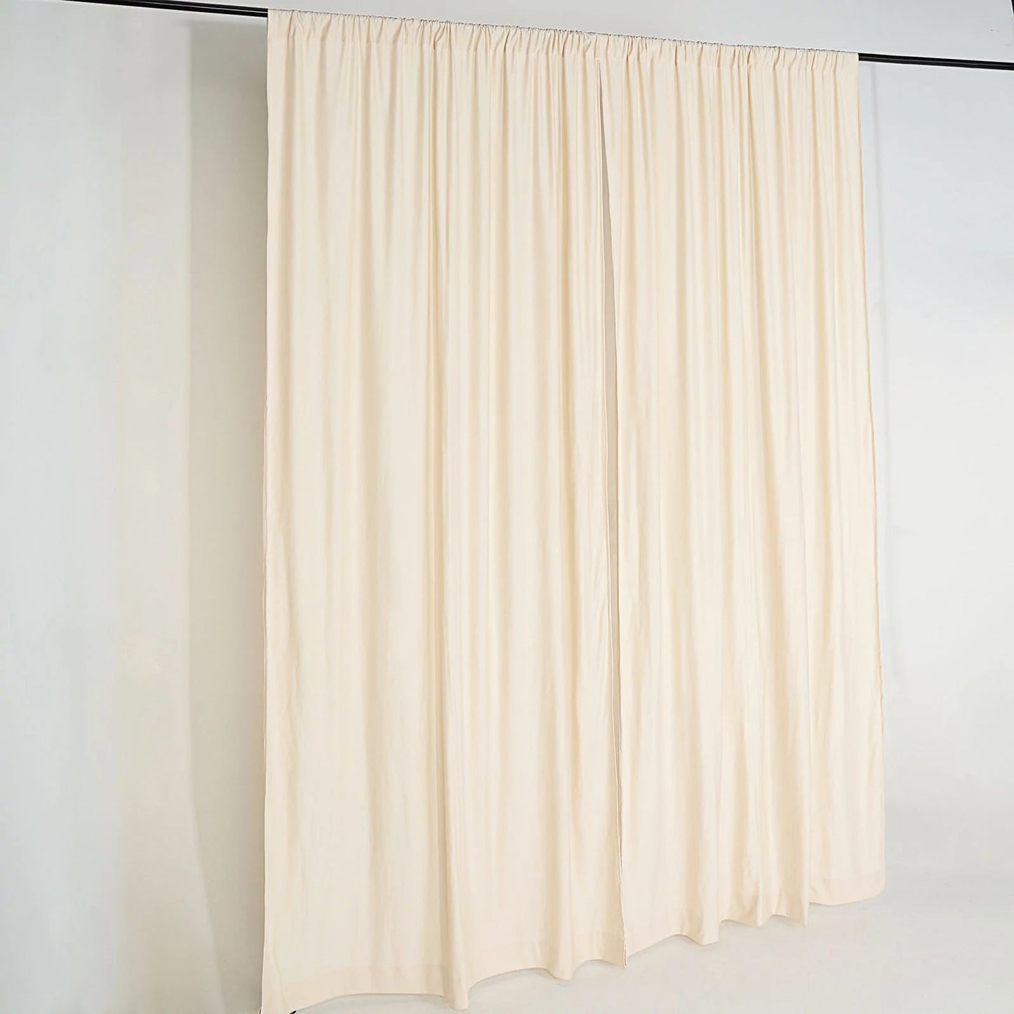 2 Pack 10 Feet x 10 Feet Beige Polyester Fire Retardant Curtain Panel Backdrops With Rod Pockets  