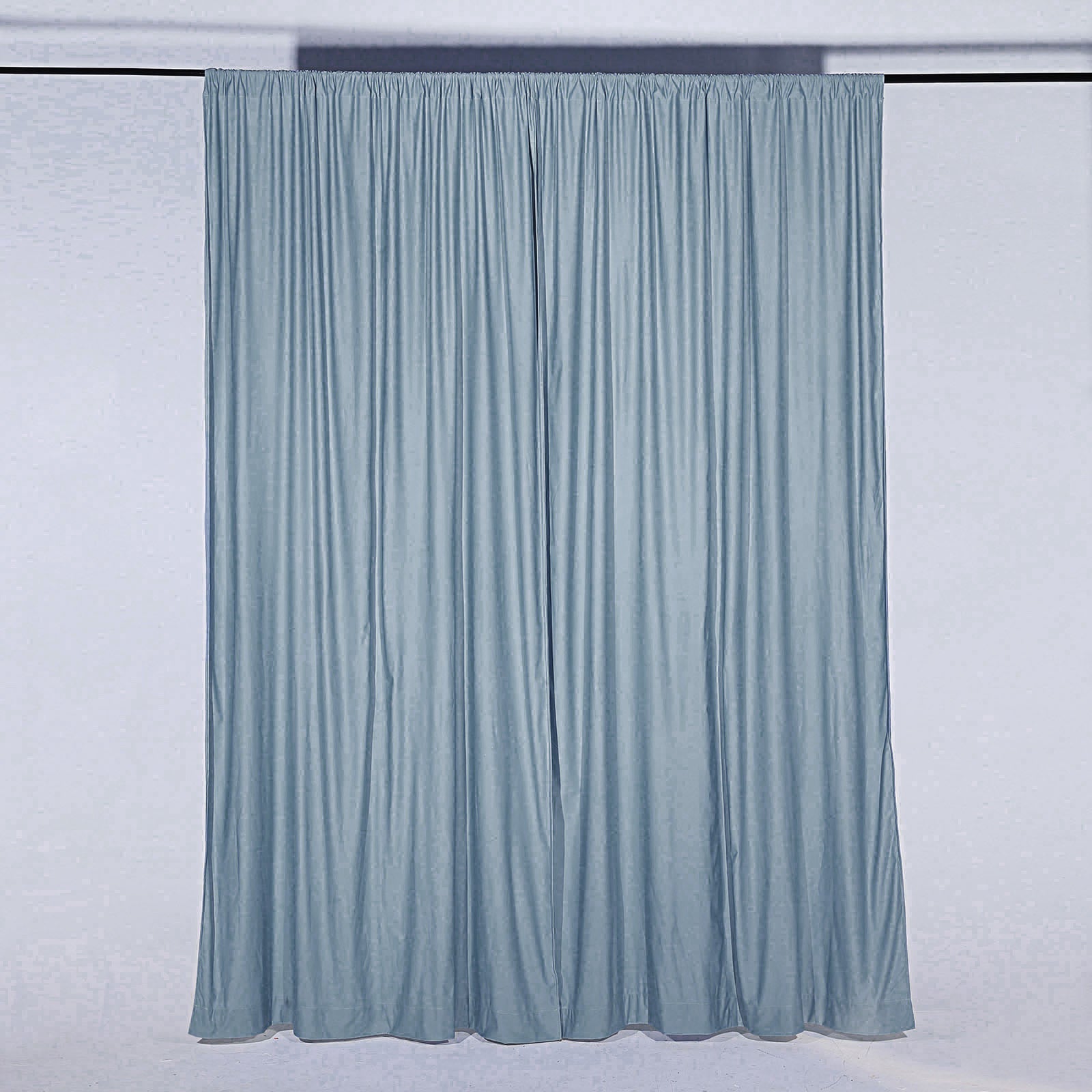 10 Feet x 10 Feet Dusty Blue Fire Retardant Curtain with Rod Pockets 2 Pack