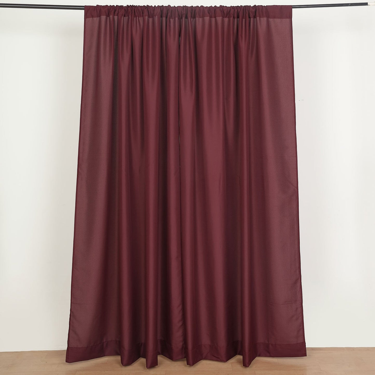 2 Pack Burgundy Polyester Event Curtain Drapes, 10ftx8ft Backdrop Event Panels With Rod Pockets 130 GSM