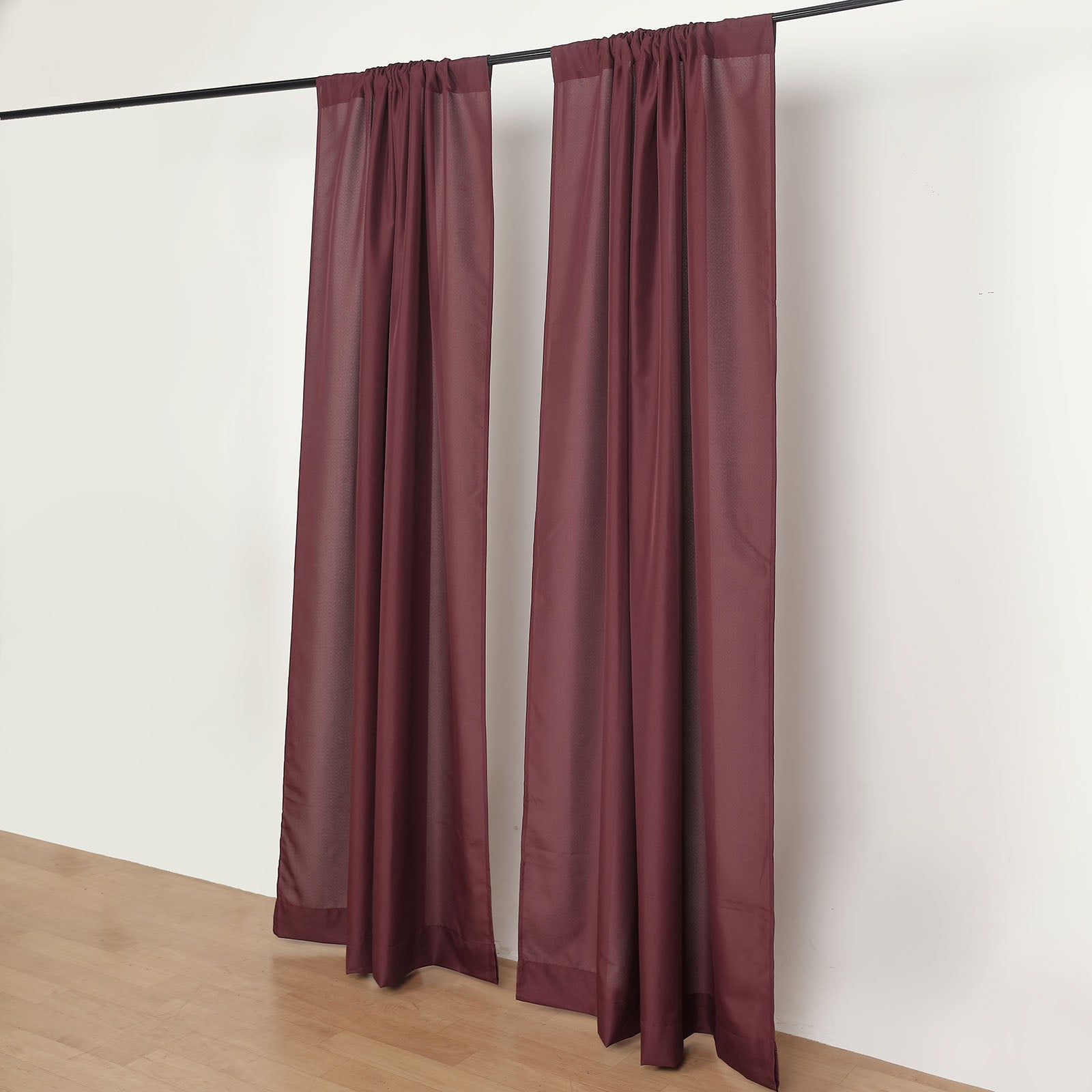 2 Pack of Burgundy 10 Feet x 8 Feet Polyester Curtains for Photography Backdrops 130 GSM Rod Pockets