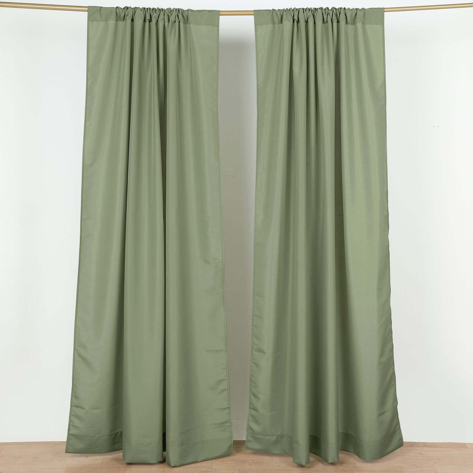 Dusty sage green polyester backdrop drape curtains set.
