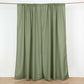 Dusty sage green polyester backdrop drape curtains with rod pockets.