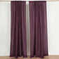 Eggplant polyester backdrop drape curtains with rod pockets.