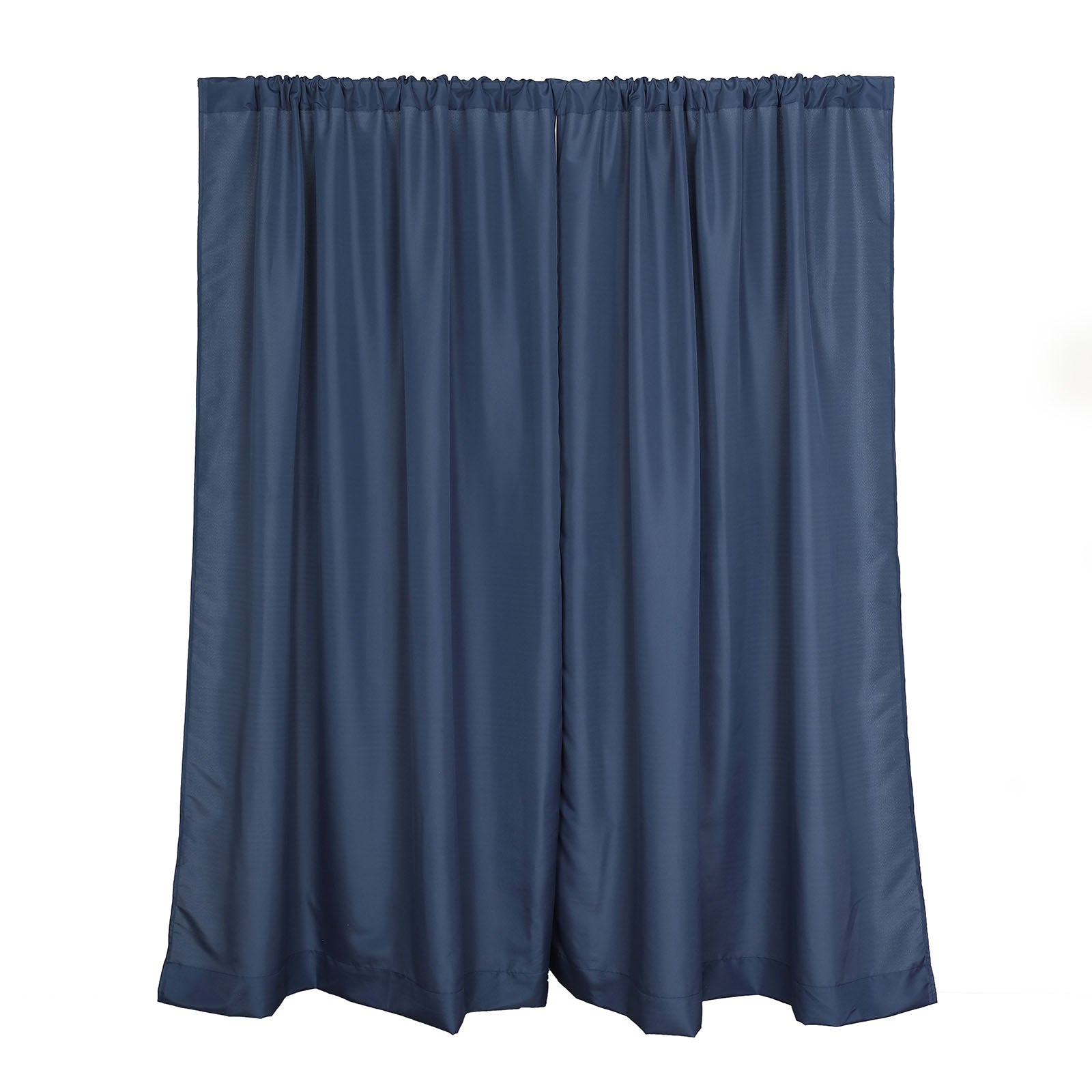 2 Pack 130GSM Navy Blue Polyester Backdrop Curtains with Rod Pockets 10 Feet x 8 Feet
