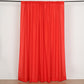 Red polyester backdrop drape curtains with rod pockets, 5ft x 8ft size.