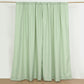 Sage green polyester backdrop drape curtains with rod pockets.