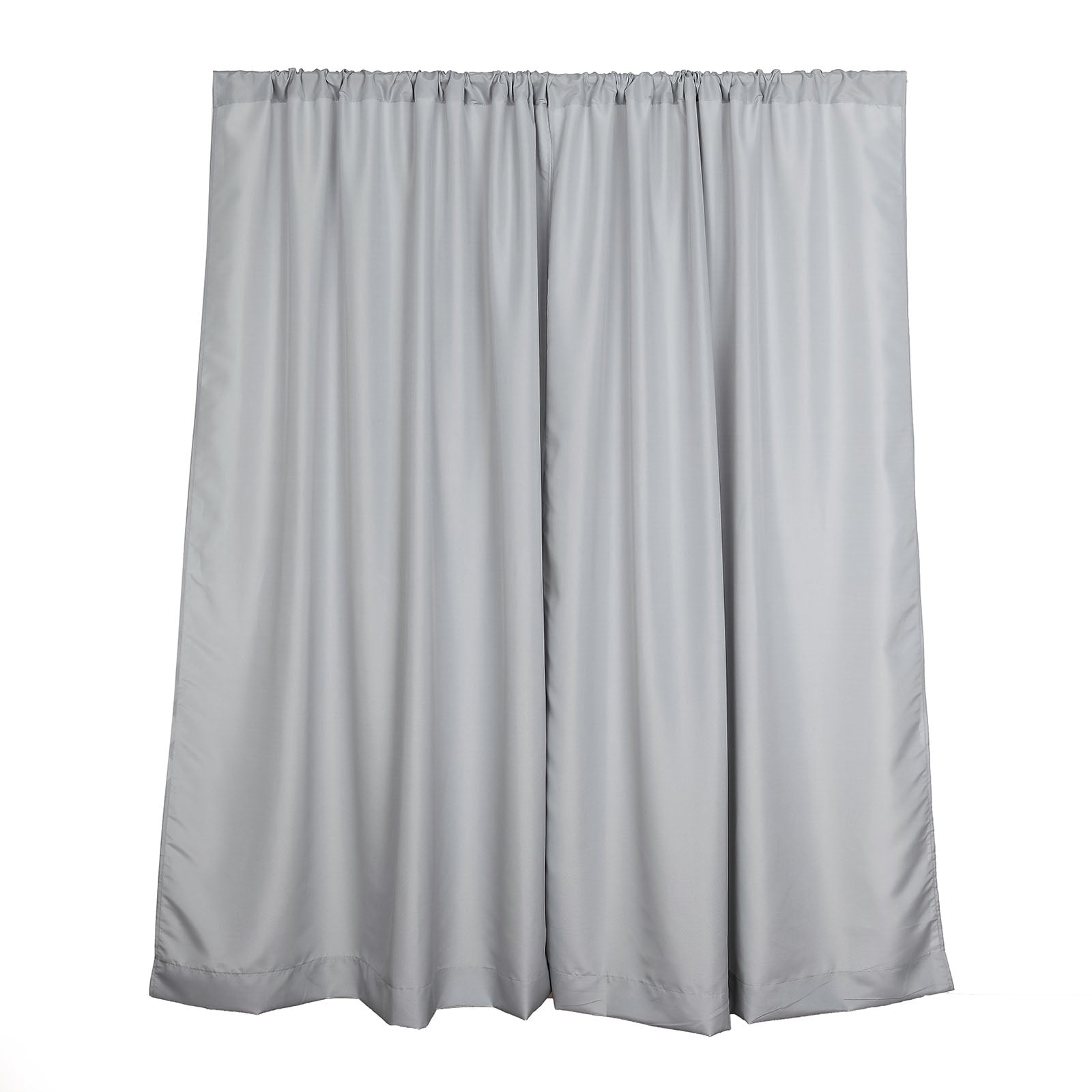 2 pk 10x8ft Silver Polyester Event Drapes | TCFLinen