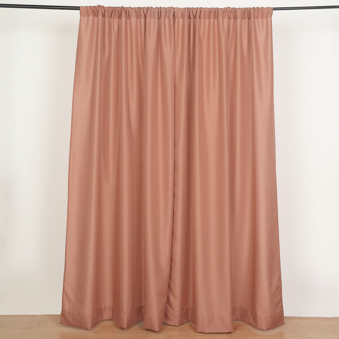 Terracotta drape curtains with rod pockets, 5ftx8ft, event divider panels.