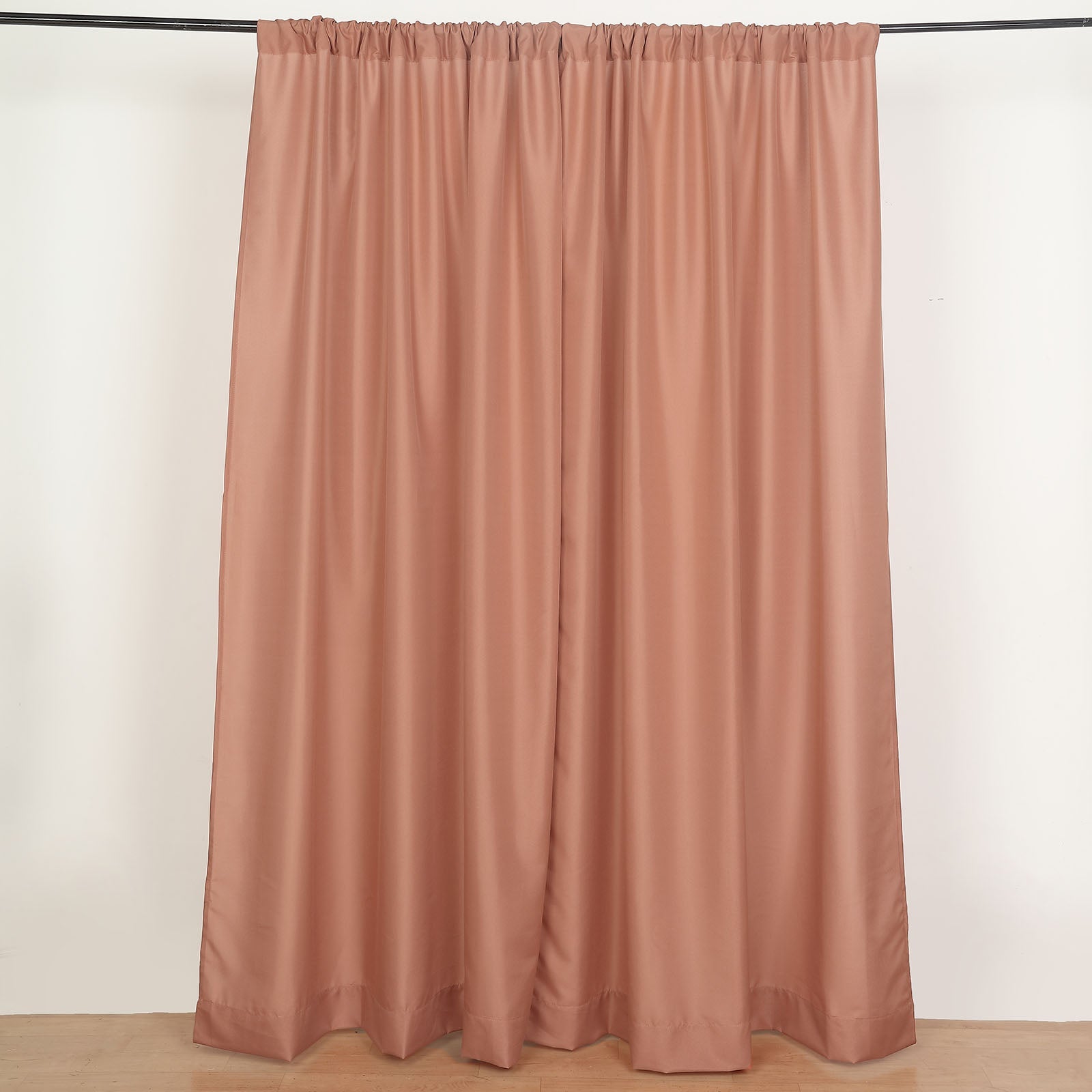 Terracotta drape curtains with rod pockets, 5ftx8ft, event divider panels.