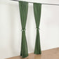 Olive green polyester backdrop drape curtains with rod pockets.