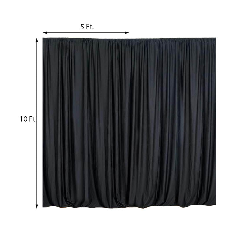 2 Pack | Black Fire Retardant Polyester Curtain Panel Backdrops With Rod Pockets - 10ftx10ft
