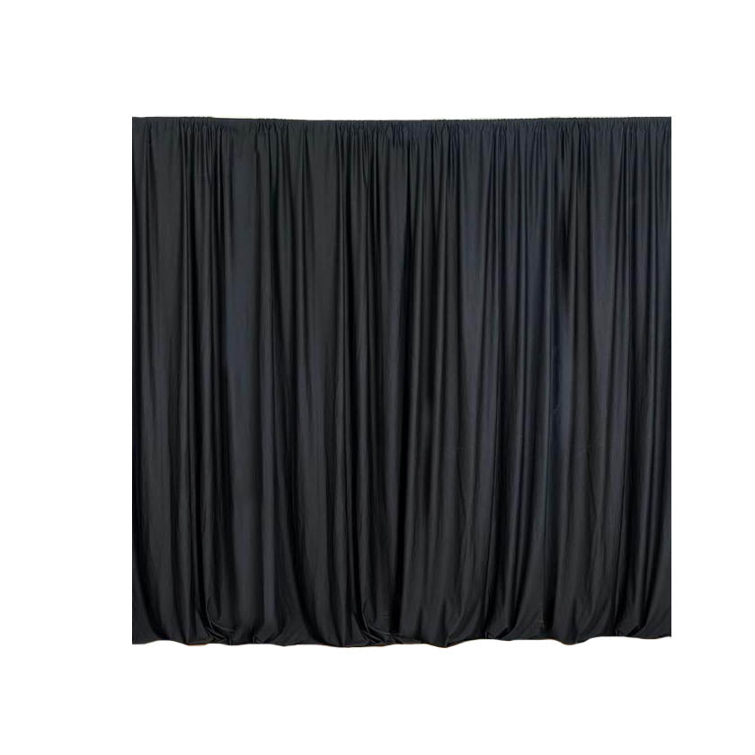 2 Pack | Black Fire Retardant Polyester Curtain Panel Backdrops With Rod Pockets - 10ftx10ft