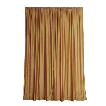 2 Pack Gold Fire Retardant Polyester Curtain Panel Backdrops With Rod Pockets 10 Feet x 10 Feet  