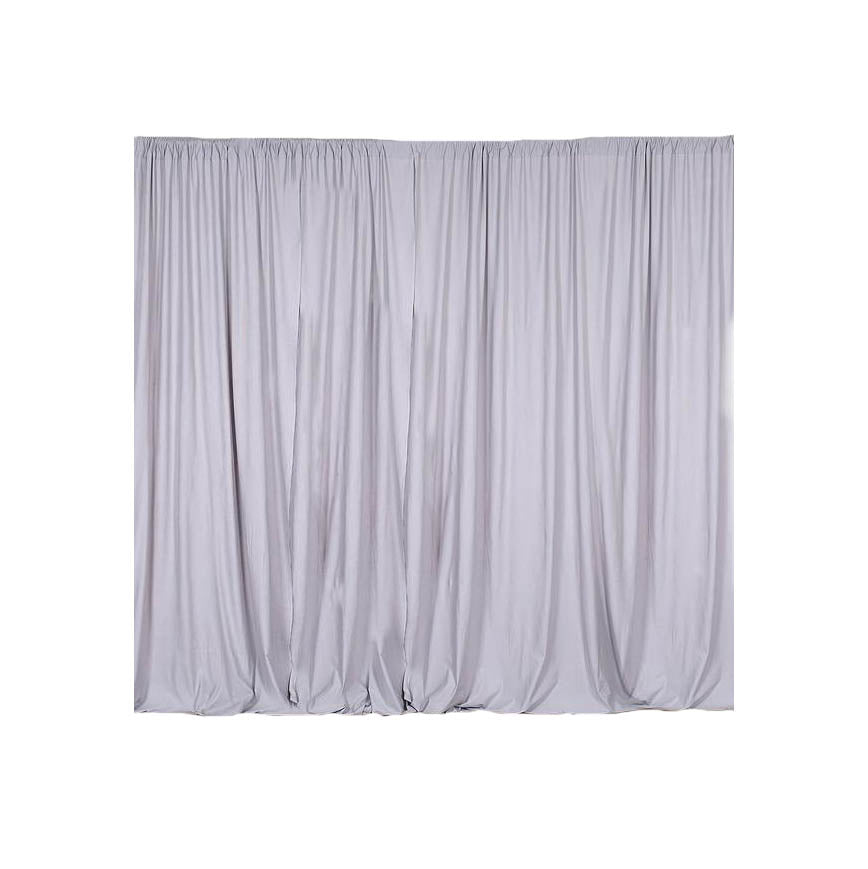 2 Pack | Silver Fire Retardant Polyester Curtain Panel Backdrops With Rod Pockets - 10ftx10ft