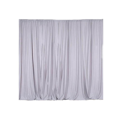 2 Pack | Silver Fire Retardant Polyester Curtain Panel Backdrops With Rod Pockets - 10ftx10ft