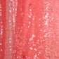 Coral sequin curtains with rod pocket window treatment panels.