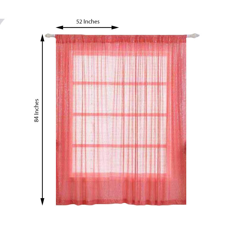 Coral sequin curtains with rod pocket, 52"x84” window treatment panels.