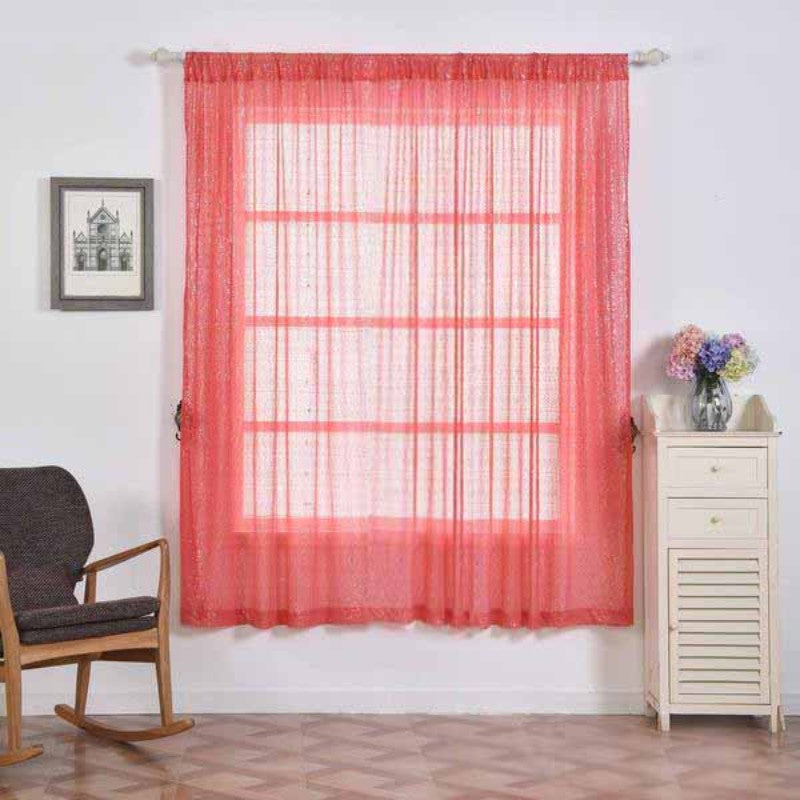 Coral sequin curtains with rod pocket, 52"x84” window treatment panels.