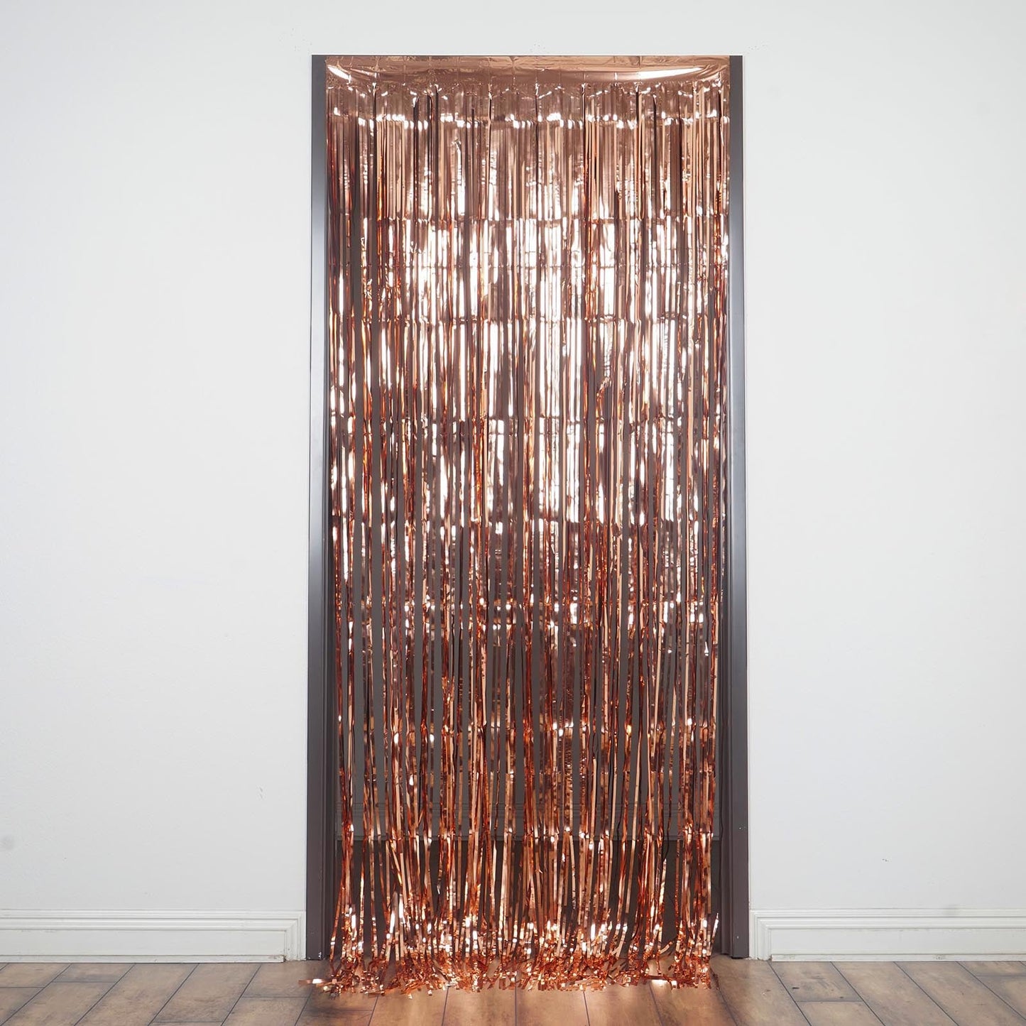 8ft Rose Gold Metallic Tinsel Foil Fringe Doorway Curtain Party Backdrop