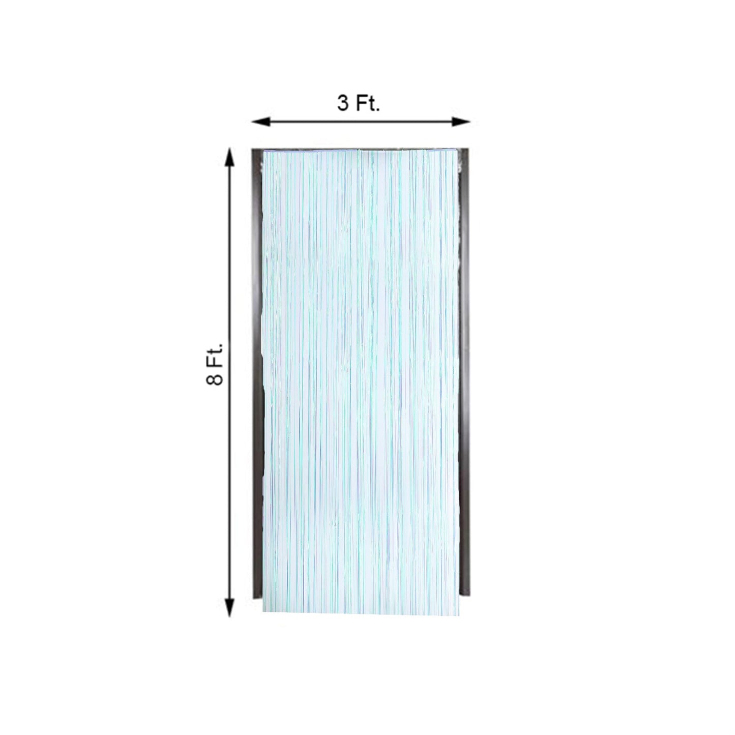 8 Feet Iridescent Blue Metallic Tinsel Foil Fringe Party Backdrop