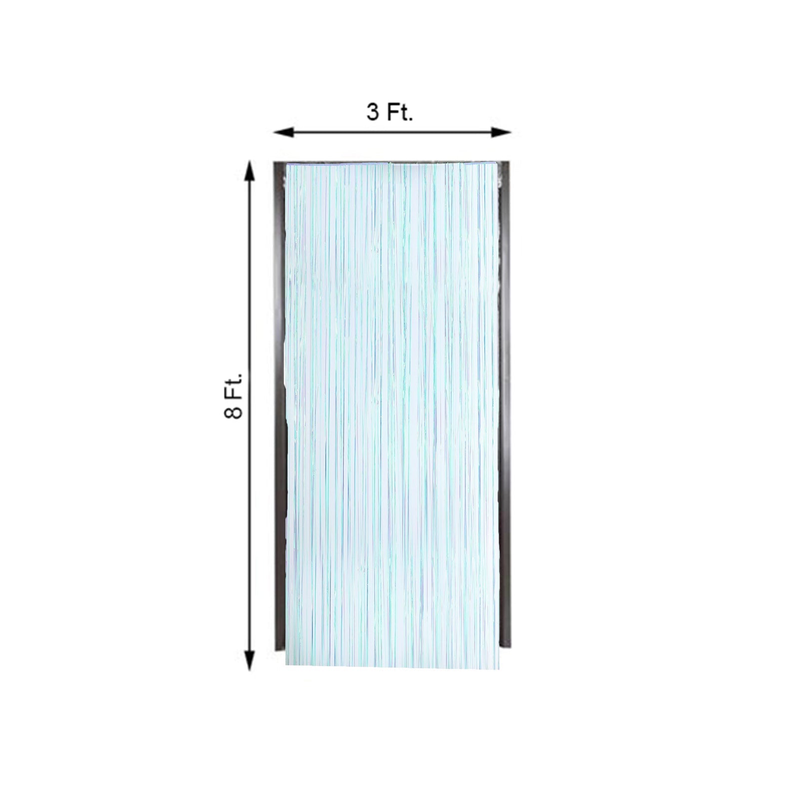 8 Feet Iridescent Blue Metallic Tinsel Foil Fringe Party Backdrop