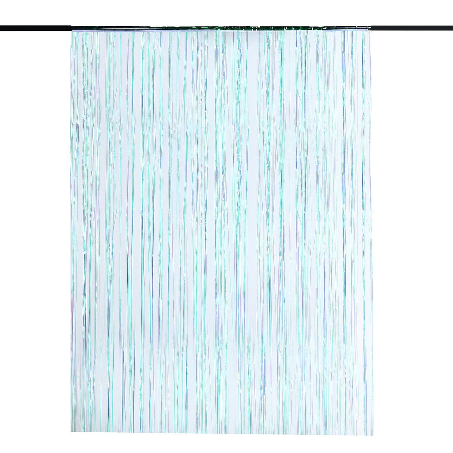 8 Feet Backdrop In Iridescent Blue Metallic Tinsel Foil Fringe 