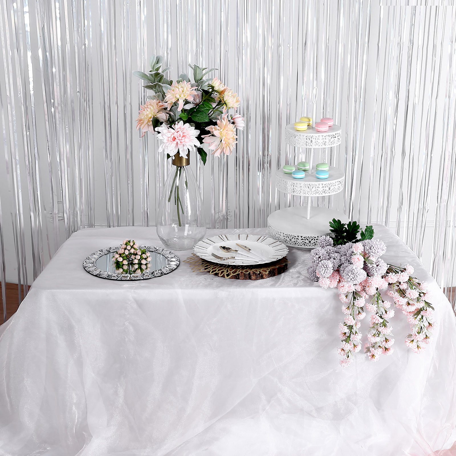 Tinsel Fringe Metallic Foil 8 Feet Iridescent Doorway Curtain Party Backdrop