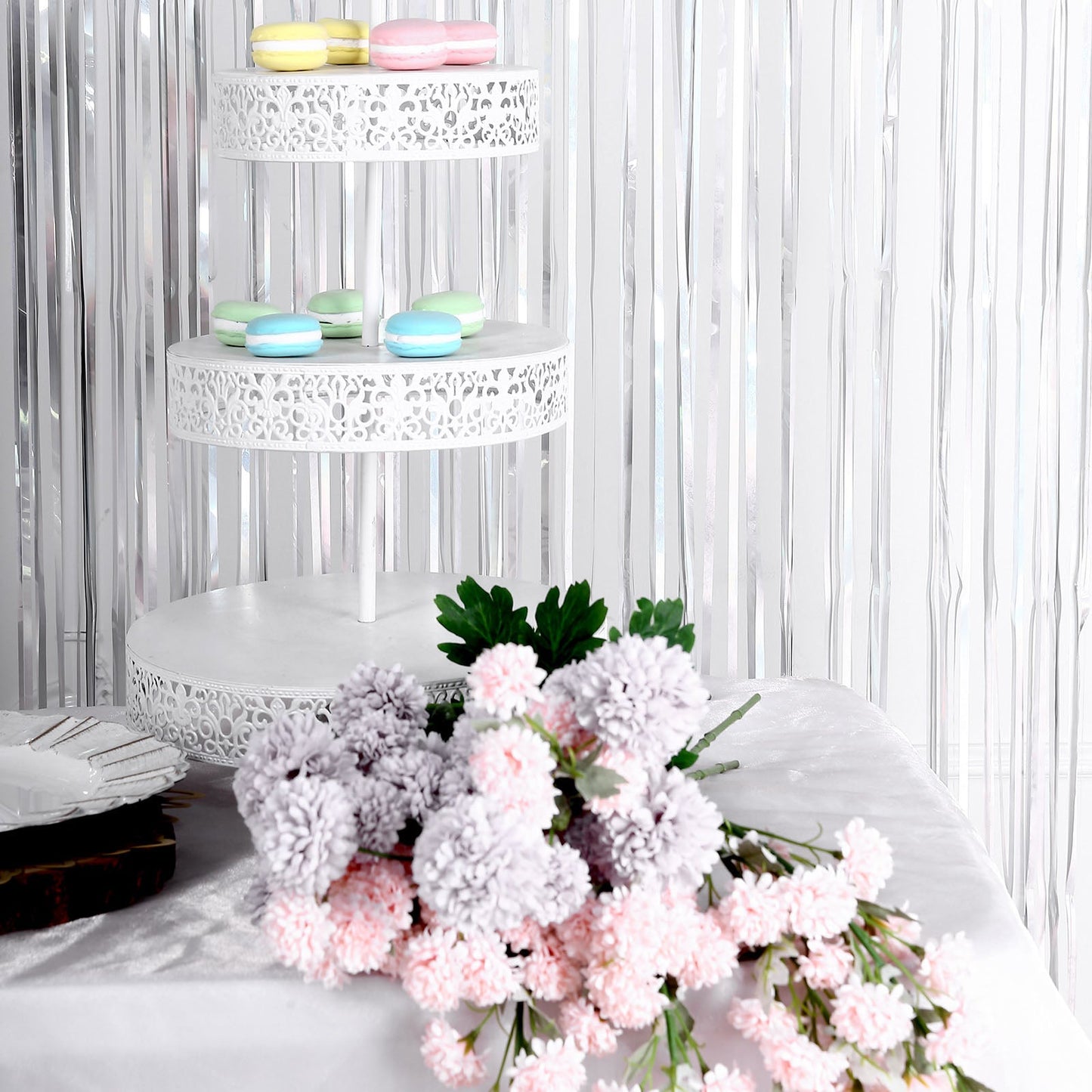 Iridescent 8 Feet Tinsel Fringe Metallic Foil Doorway Curtain Party Backdrop 