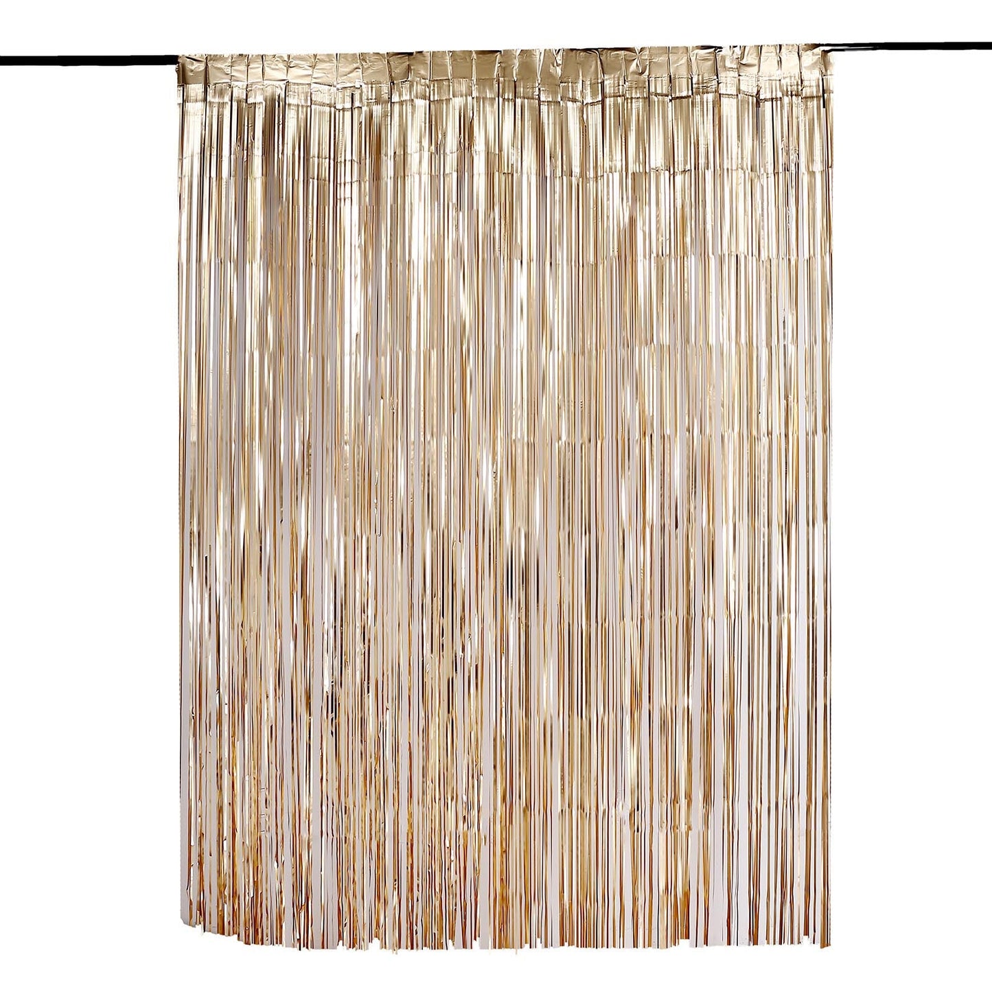 Metallic Foil Matte Gold Tinsel Fringe Doorway Curtain Party Backdrop 8 Feet