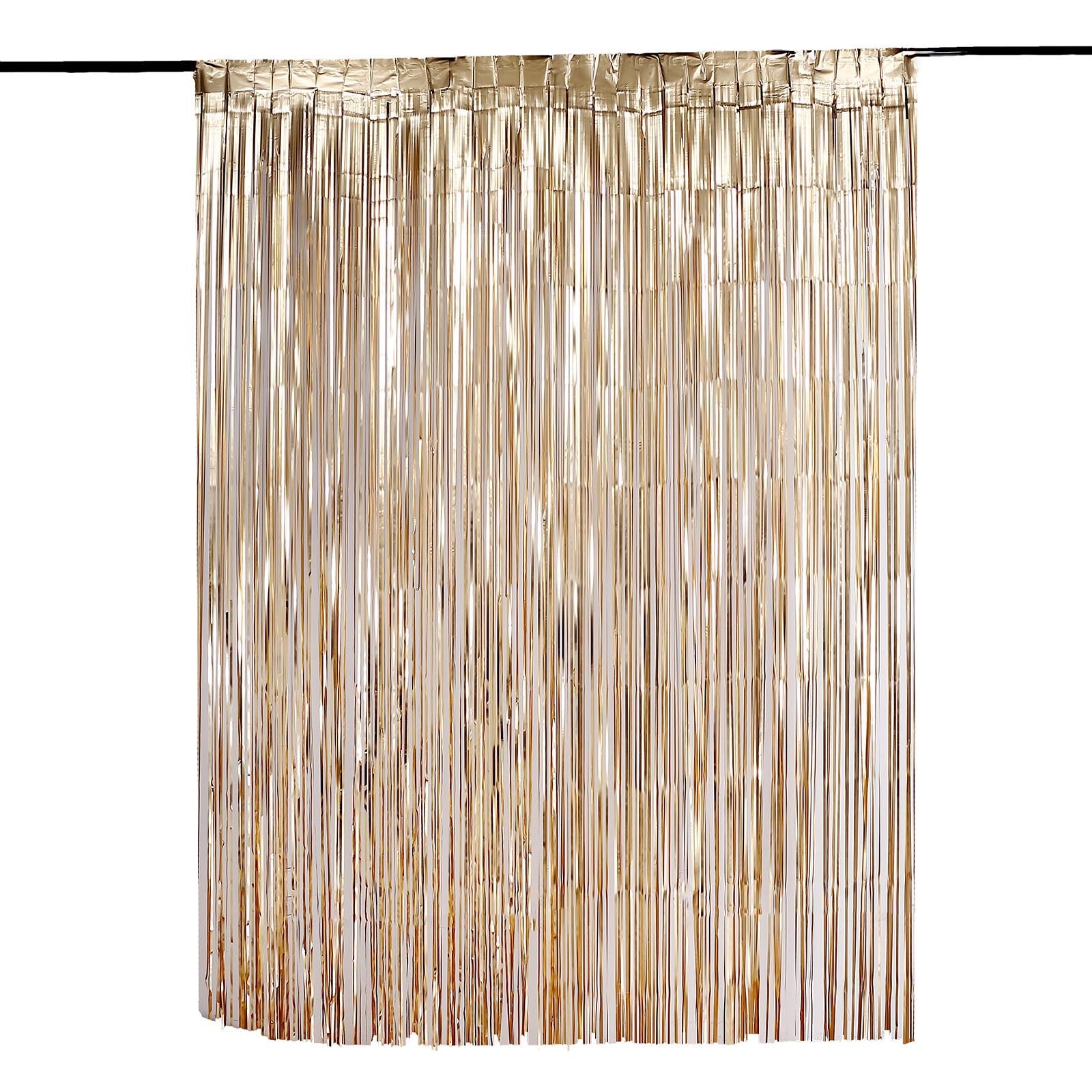 Metallic Foil Matte Gold Tinsel Fringe Doorway Curtain Party Backdrop 8 Feet