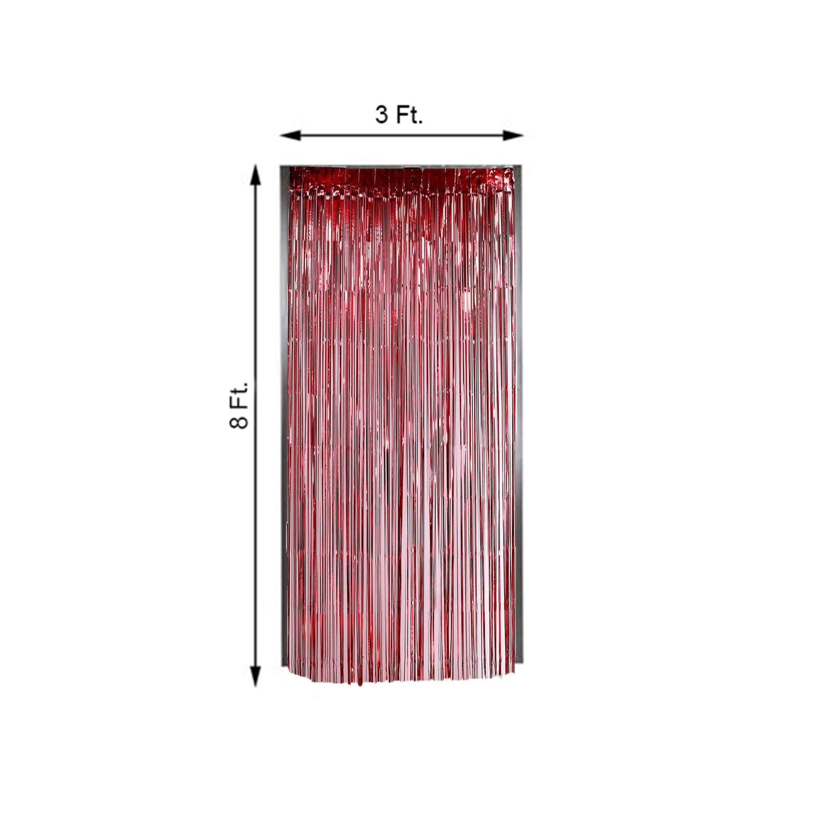 Metallic Foil Tinsel Fringe 8 Feet Red Doorway Curtain Party Backdrop 