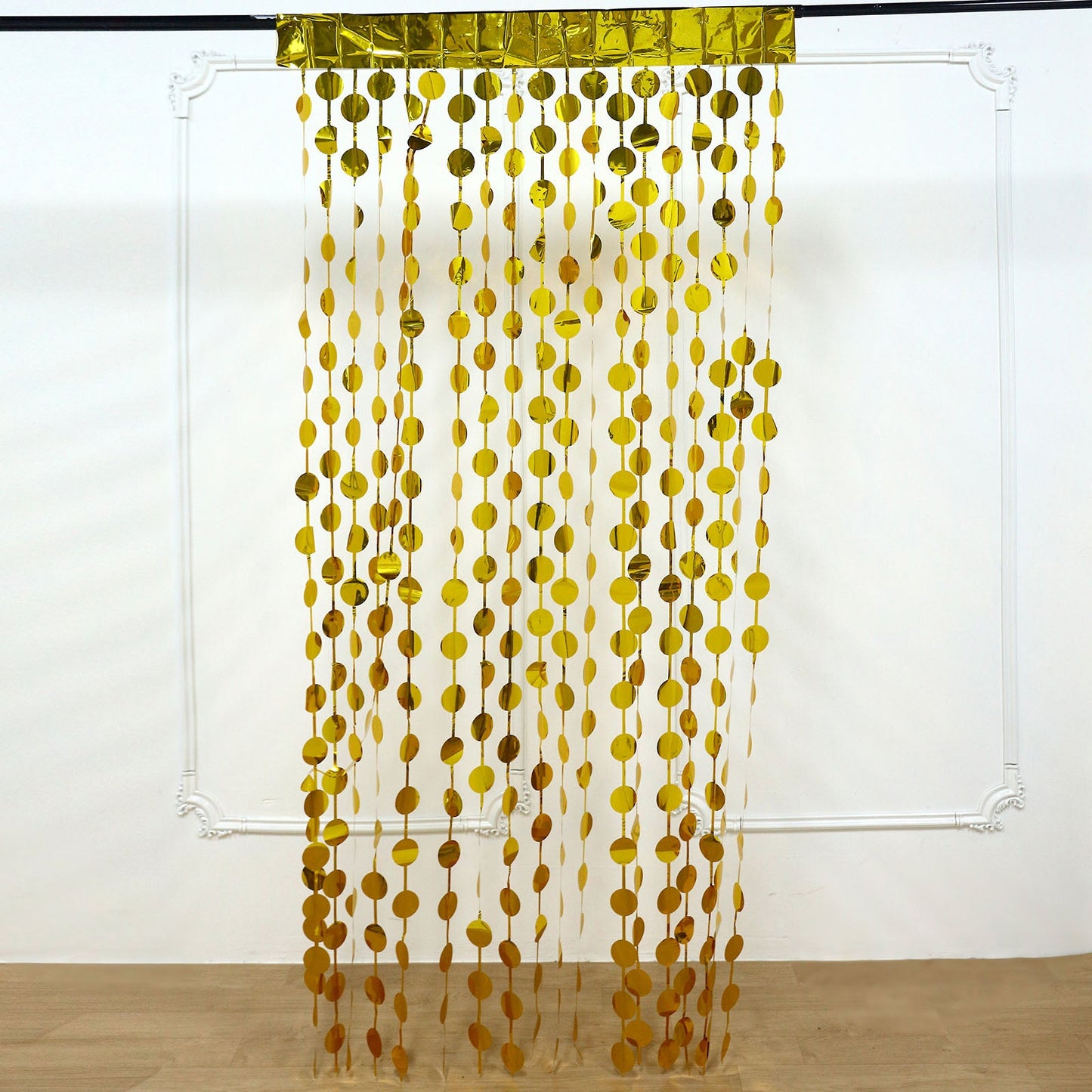 Circle Fringe Round Gold Foil Tinsel Streamer Curtain 3 Feet By 6.5 Feet