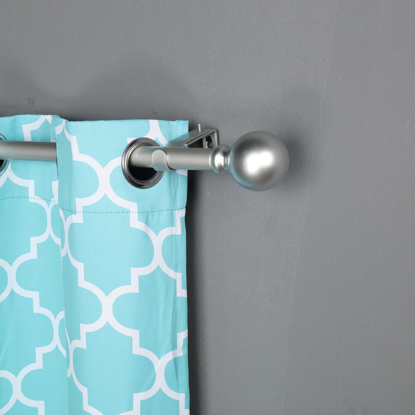 42-126inch Adjustable Curtain Rod Set, Silver, Round Finials