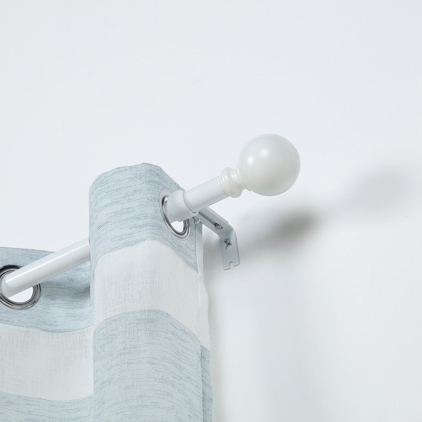 42"-126" Adjustable Curtain Rod Set, White, Round Finials